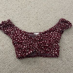 Floral cropped off the shoulder top